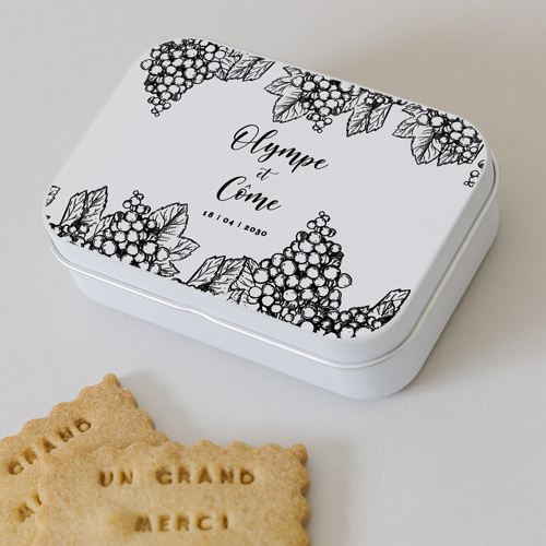 Boîte métal :univers de mariage Grappes à personnaliser