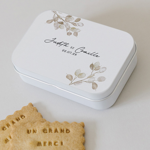 Boîte métal :univers de mariage Harmona à personnaliser