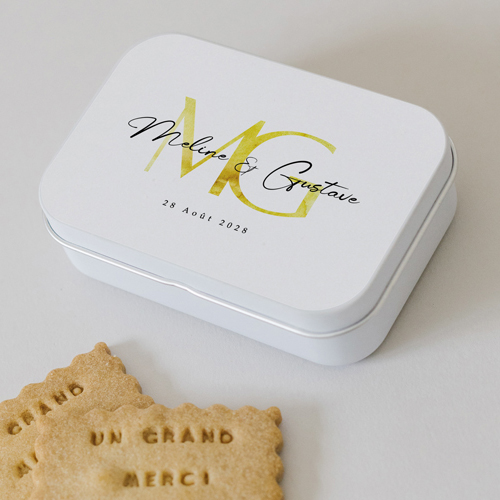 Boîte métal :univers de mariage Ibaiya à personnaliser