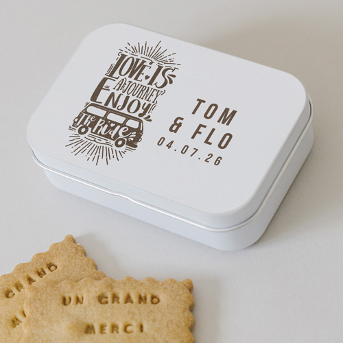 Boîte métal :univers de mariage Journey à personnaliser