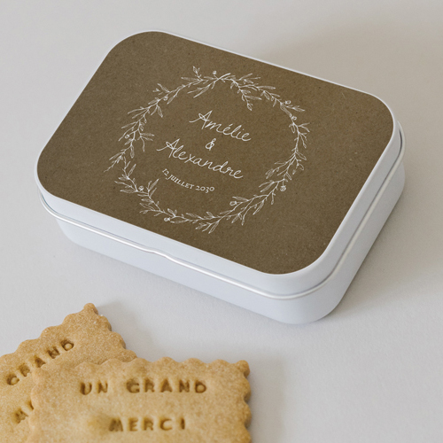 Boîte métal :univers de mariage Kraft à personnaliser