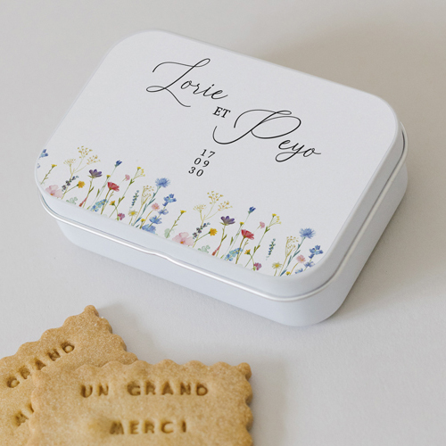 Boîte métal :univers de mariage Lisière à personnaliser