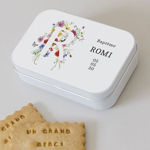 Boîte métal :univers de mariage Luméa à personnaliser