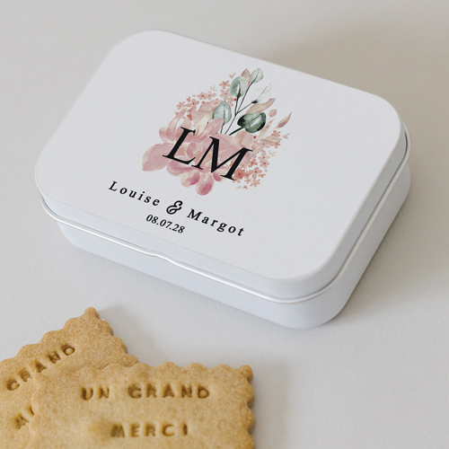 Boîte métal :univers de mariage Lysandre à personnaliser
