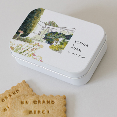 Boîte métal :univers de mariage Mas à personnaliser