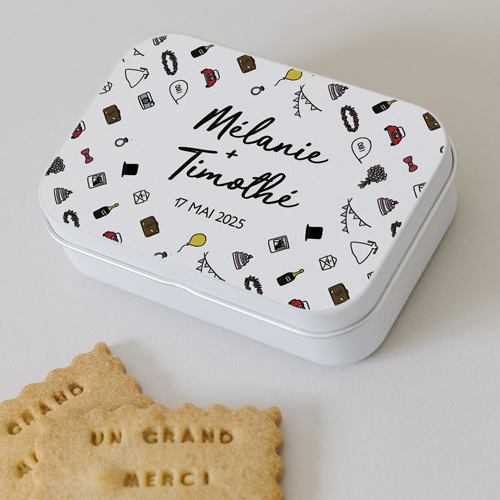 Boîte métal :univers de mariage Motifs à personnaliser
