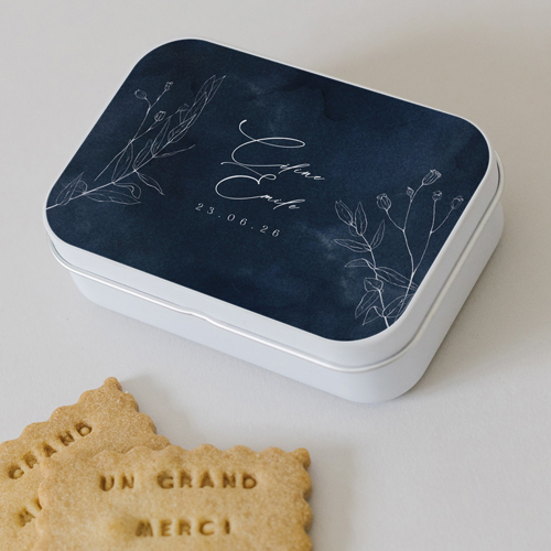 Boîte métal :univers de mariage Navy à personnaliser