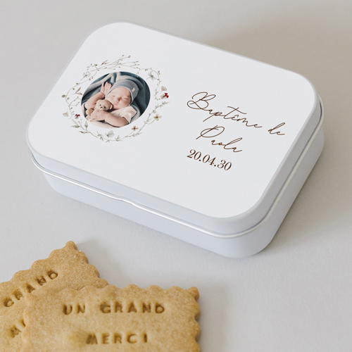 Boîte métal :univers de mariage Nymphélie à personnaliser