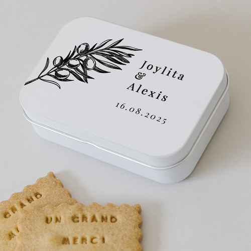Boîte métal :univers de mariage Olivier à personnaliser