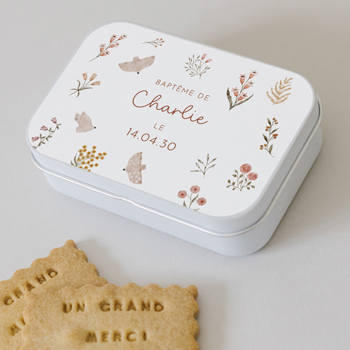 Boîte métal :univers de mariage Oréliane à personnaliser