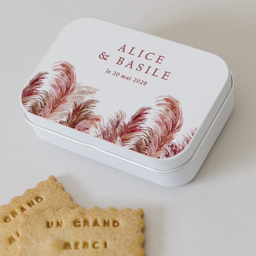Boîte métal :univers de mariage Pampinia à personnaliser