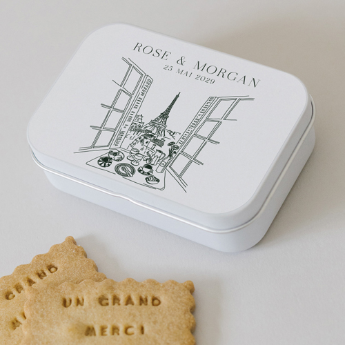 Boîte métal :univers de mariage Paris à personnaliser