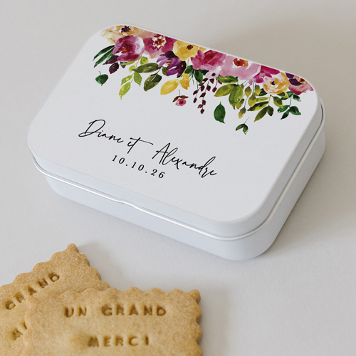 Boîte métal :univers de mariage Pensée à personnaliser