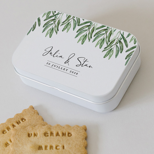 Boîte métal :univers de mariage Roma à personnaliser