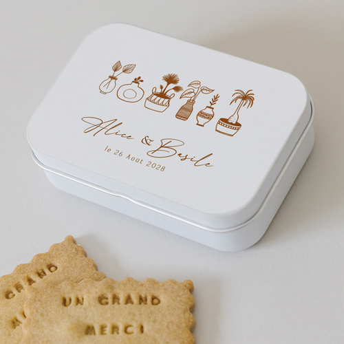 Boîte métal :univers de mariage Sérénie à personnaliser