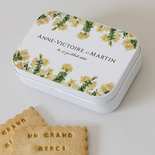 Boîte métal :univers de mariage Solstice à personnaliser