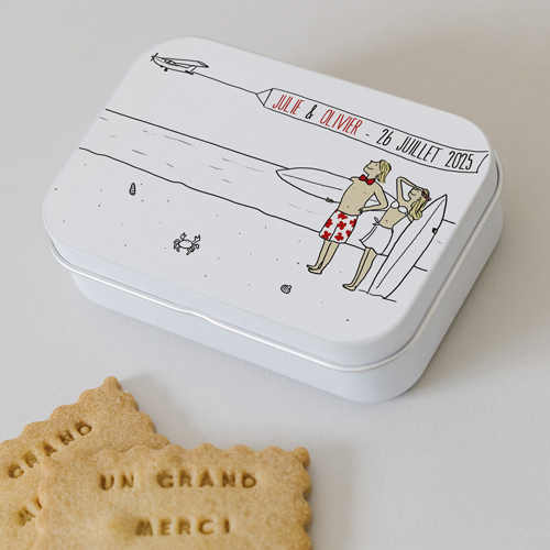 Boîte métal :univers de mariage Surf à personnaliser