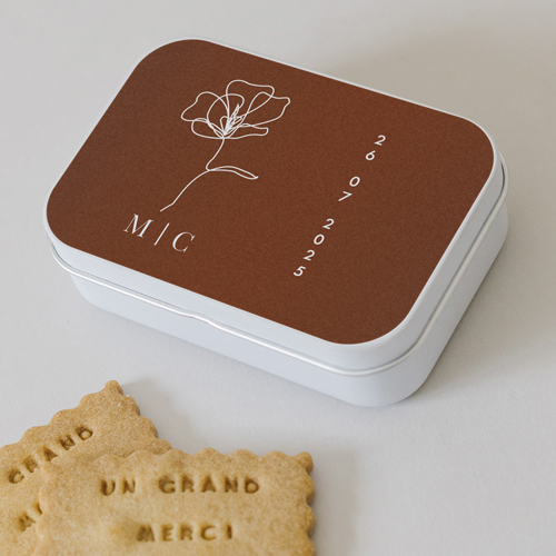 Boîte métal :univers de mariage Terracotta à personnaliser