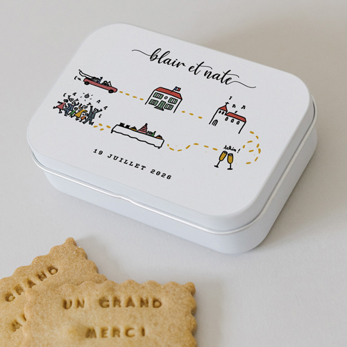 Boîte métal :univers de mariage Timeline à personnaliser