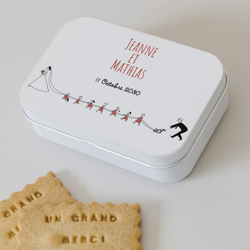 Boîte métal :univers de mariage Traîne de la mariée à personnaliser