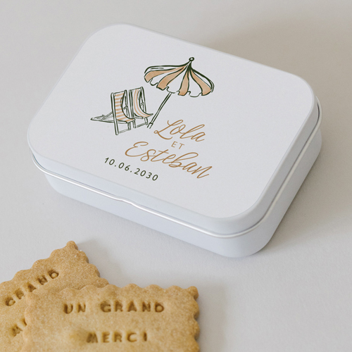 Boîte métal :univers de mariage Transat à personnaliser