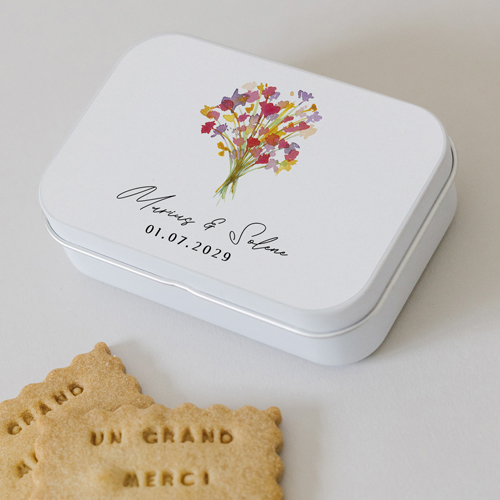 Boîte métal :univers de mariage Vibrance à personnaliser
