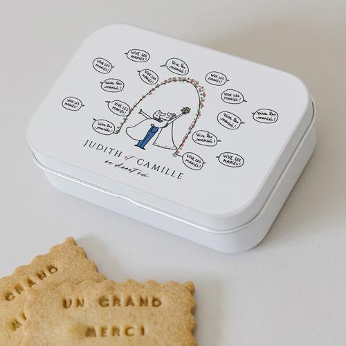 Boîte métal :univers de mariage Vive les Mariés à personnaliser