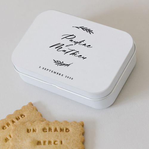 Boîte métal :univers de mariage Wild à personnaliser