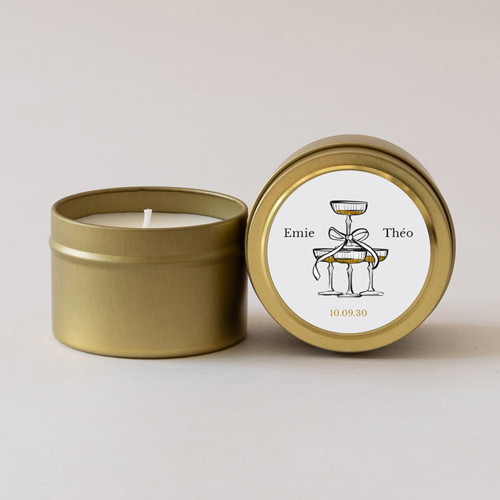 Bougie métal de mariage Champagne à personnaliser