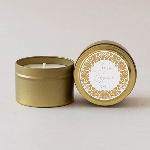 Bougie métal de mariage Clovelly à personnaliser