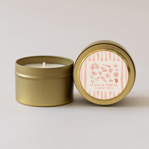 Bougie métal de mariage Coralia à personnaliser