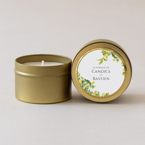 Bougie métal de mariage Limonier à personnaliser
