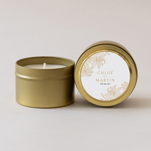 Bougie métal de mariage Lys à personnaliser