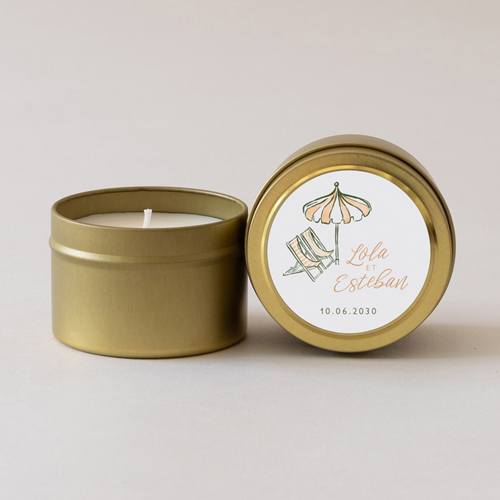 Bougie métal de mariage Transat à personnaliser