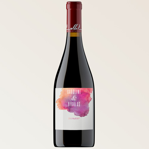 Bouteille de vin de mariage Aquarelle à personnaliser