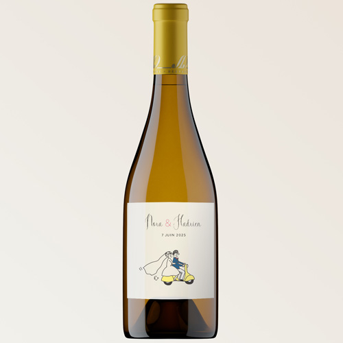 Bouteille de vin de mariage Arrivée des mariés à personnaliser