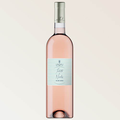 Bouteille de vin de mariage Bord de mer à personnaliser