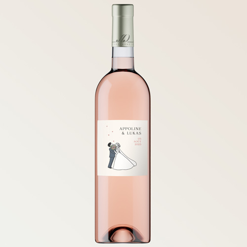Bouteille de vin de mariage Bouquet de bisous à personnaliser