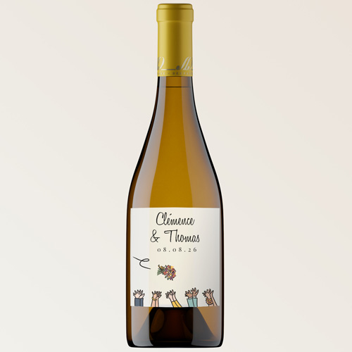 Bouteille de vin de mariage Bouquet à personnaliser