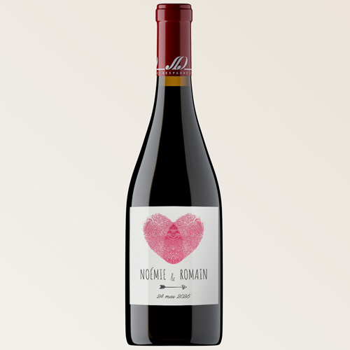 Bouteille de vin de mariage Coeur à personnaliser