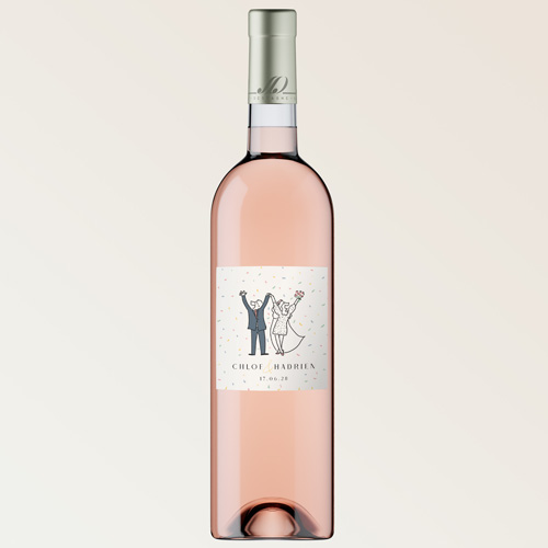 Bouteille de vin de mariage Confettis à personnaliser