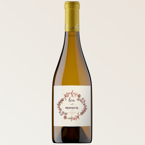 Bouteille de vin de mariage Couronne automnale à personnaliser