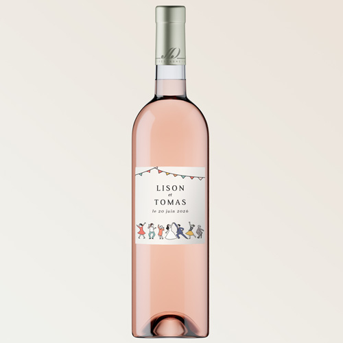 Bouteille de vin de mariage Danseurs à personnaliser