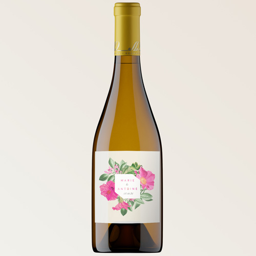 Bouteille de vin de mariage Floral à personnaliser