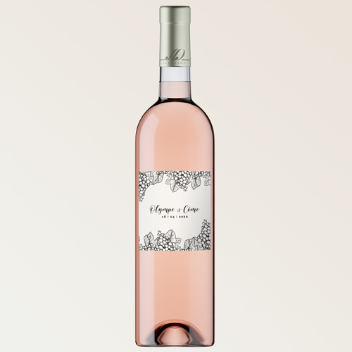 Bouteille de vin de mariage Grappes à personnaliser
