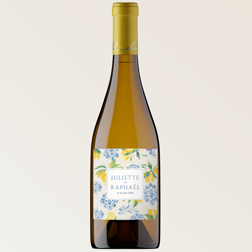 Bouteille de vin de mariage Lemon Vibes à personnaliser