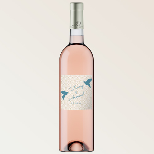 Bouteille de vin de mariage Origami à personnaliser
