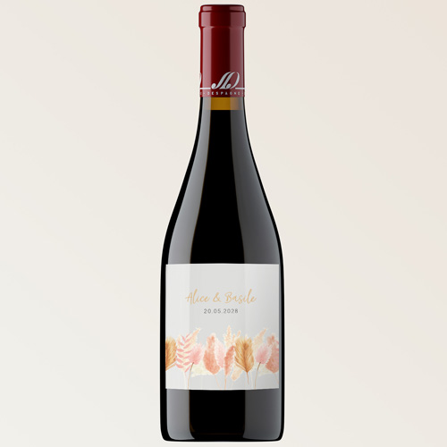 Bouteille de vin de mariage Pampa à personnaliser