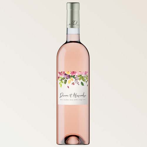 Bouteille de vin de mariage Pensée à personnaliser
