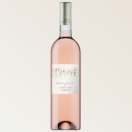 Bouteille de vin de mariage Pétaline à personnaliser